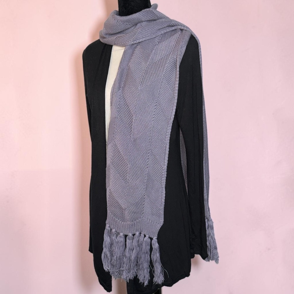Banana Republic Purple Chevron Knit Fringe Scarf Rabbit Hair Blend One Size